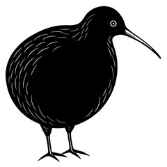 Kiwi bird with a belly silhouette vector illustration 