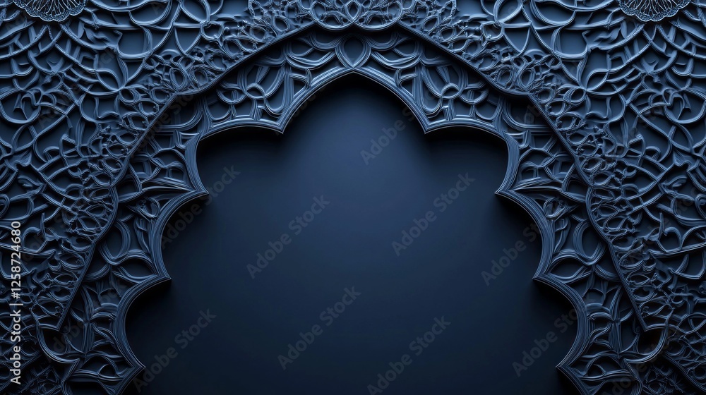 Aufkleber Delicate arabesque patterns intertwine to create a mesmerizing shadow effect, inviting viewers into a captivating world of intricate artistry and deep blue tranquility