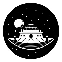 Moon base silhouette vector illustration 