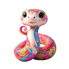 Fototapeta premium Colorful, cartoon snake, white isolate background