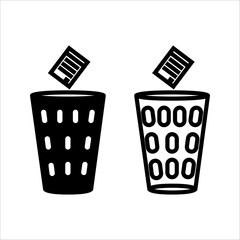 Trash Bin Icon Isolated on Black and White Vector Graphics, With White Background