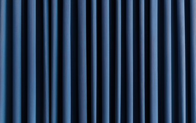 Obraz premium A minimalist and artistic depiction of dark blue curtains, perfectly folded, representing secrecy, mystery, and classic stage aesthetics