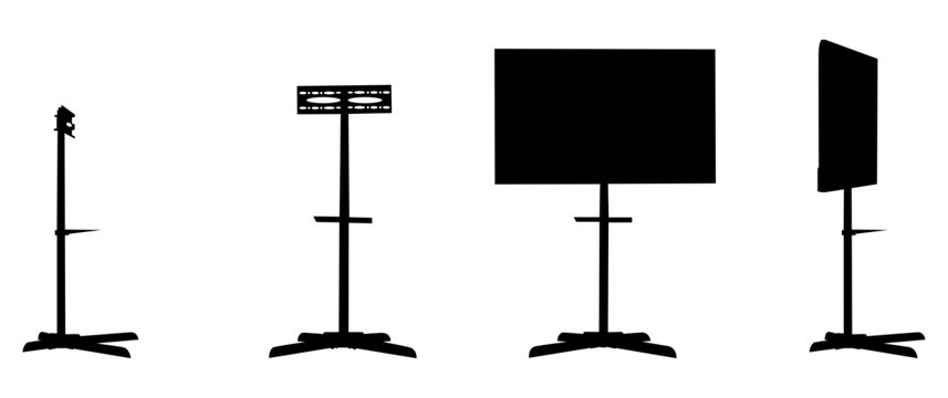 The TV is mounted on a floor-standing TV stand vector Set .