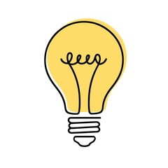 Light bulb continuous one line drawing. Lightbulb in simple linear style. Idea, brainstorm concept. Vector illustration.