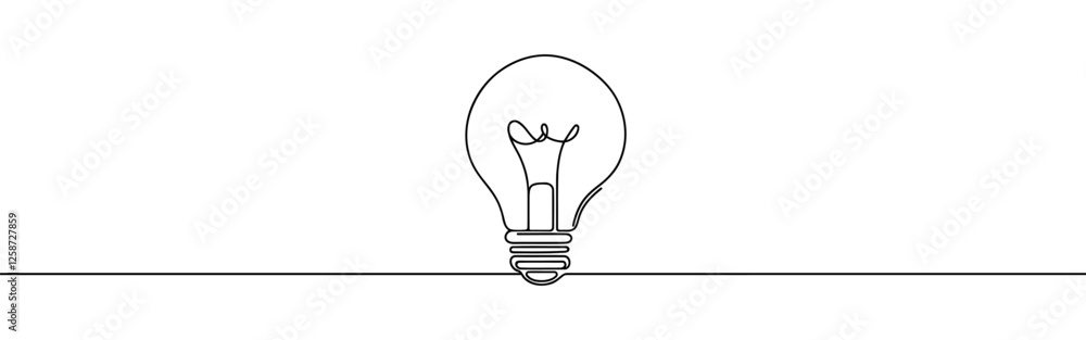 Wall mural light bulb continuous one line drawing. lightbulb in simple linear style. idea, brainstorm concept. 