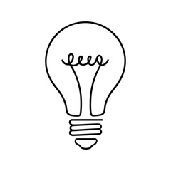 Light bulb continuous one line drawing. Lightbulb in simple linear style. Idea, brainstorm concept. Vector illustration.