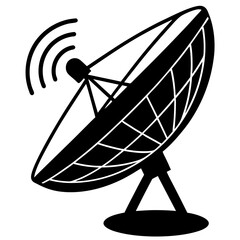 Satellite dish with a signal receiver silhouette vector illustration 