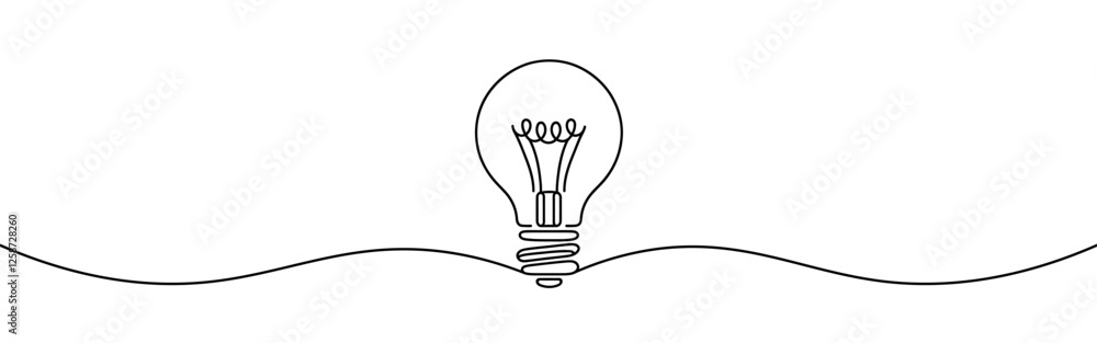 Wall mural light bulb continuous one line drawing. lightbulb in simple linear style. idea, brainstorm concept. 