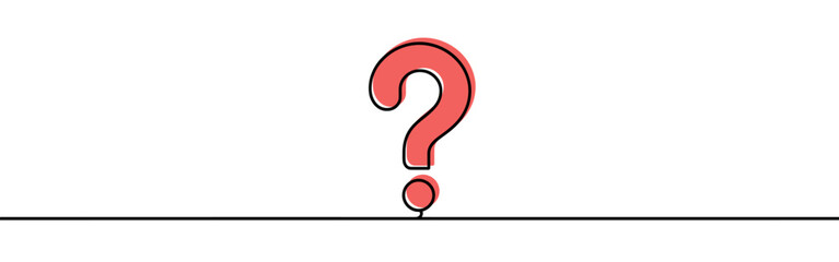 Question mark continuous one line drawing. Asking sign in simple linear style. Quest, quiz concept. Vector illustration.