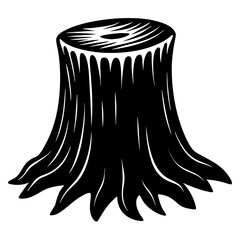 Tree stump with a top silhouette vector illustration 