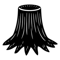 Tree stump with a top silhouette vector illustration 