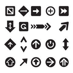 Collection of Black and White Flat Design UI Icons, Set of flat icons, signs, symbols arrow for interface design, web design,
