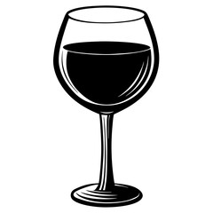 Wine glass with a base silhouette vector illustration 