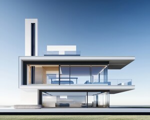 Architectural visualization of a modern green home, revealing cross-section layers of insulation, heating systems, and energy-saving technologies