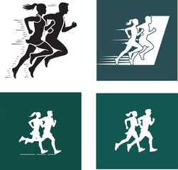 Fototapeta premium man and women running play games stock photos illustration