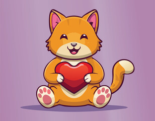 A cute teddy bear with a read heart vector.