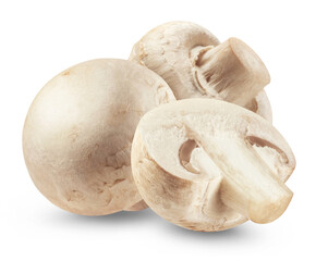 Champignon mushrooms isolated on transparent background.