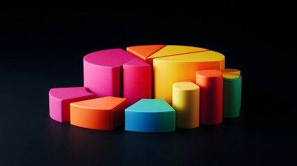 Obraz premium Colorful geometric shapes representing data visualization and analysis for business presentations and reports.