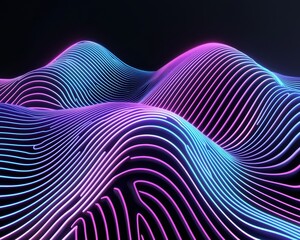 3D-rendered neon wave patterns with soft gradients, smooth glowing lines, and fluid movement, perfect for modern digital art concepts