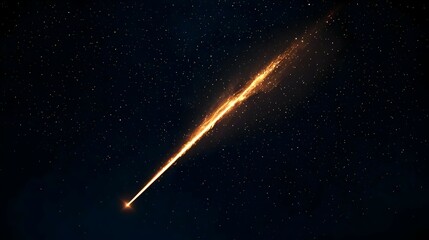 Bright Orange Meteor Streak Across Dark Night Sky