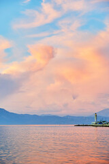 sunset over the sea in Patras