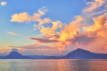 sunset over the sea in Patras