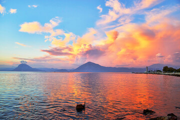 sunset over the sea in Patras
