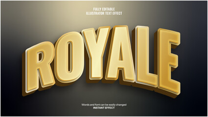 Editable 3D Royale Text Effect with Luxurious Gold Gradient, Elegant Typography, and Premium Aesthetic for Branding, Gaming, and Exclusive Design Projects.