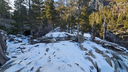 river in winter forest