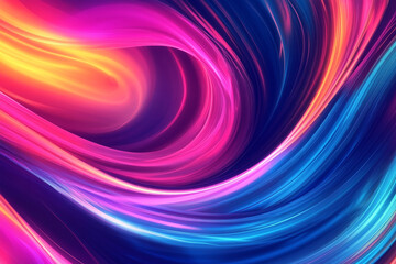 Fototapeta premium A vibrant abstract background with swirling neon hues blending fluidly in dynamic motion, captured in crisp HD detail.