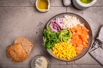 Hawaiian poke bowl with salmon