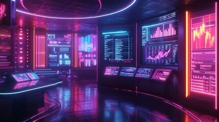 Futuristic conceptual representation of startup costs featuring floating holographic financial charts funding options and projected profit graphs in a sleek high tech setting