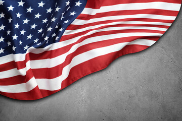 American flag on grey