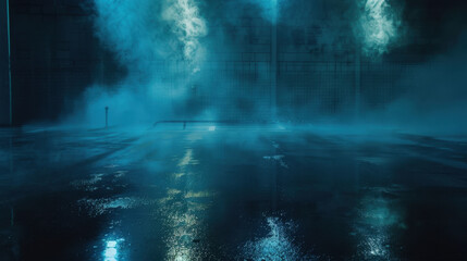 Fototapeta premium dark street at night with wet asphalt