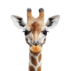 Giraffe portrait, white isolated background