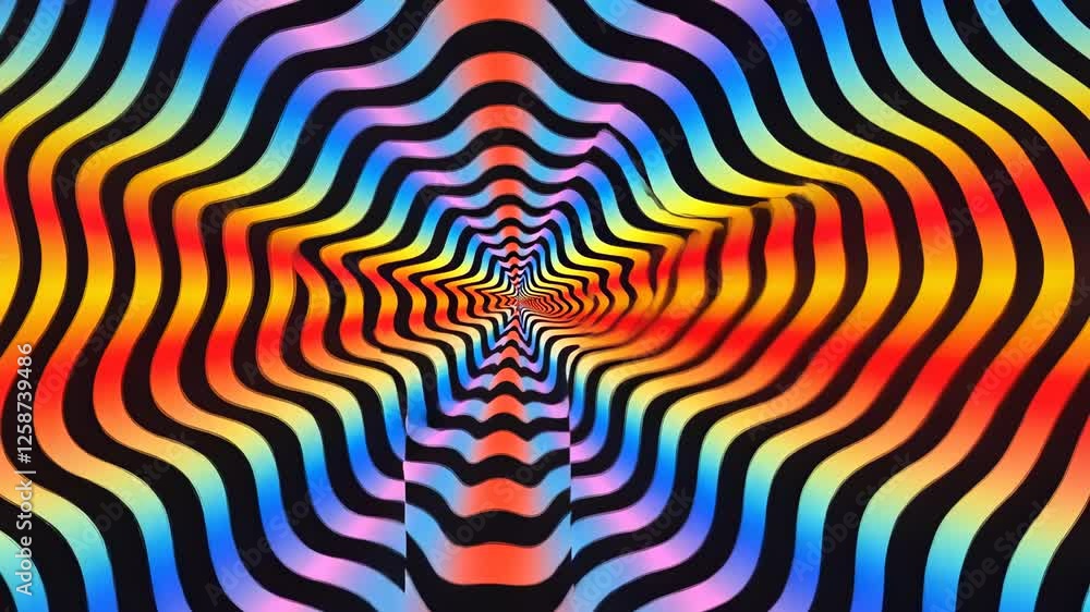Aufkleber psychedelic video with wavy, colorful lines creating a hypnotic tunnel effect. centralized camera an