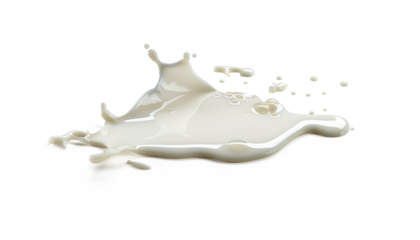 Spilled milk puddle on a transparent background