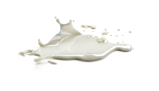 Spilled milk puddle on a transparent background