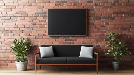 Modern Living Room Interior With Blank Frame