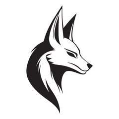 Elegant Fox Head Silhouette – Black and White Vector