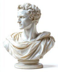 Obraz premium A stunning marble bust of a young man captures the essence of classical art. The intricate details showcase expert craftsmanship. This piece is perfect for art lovers. Generative AI