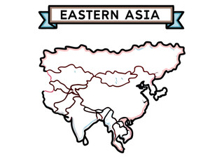 Create a detailed vector map of Eastern Asia highlighting major river systems, national borders, and significant cities.  Include a legend.