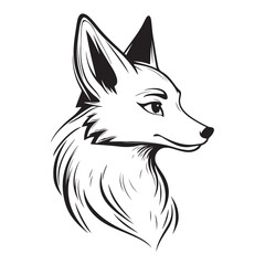 Black and White Fox Portrait – Artistic Animal Drawing