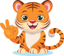A cute child tiger with heart vector flat design
