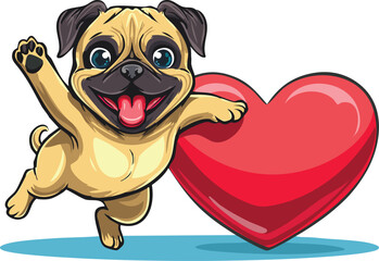 A dog with read heart vector