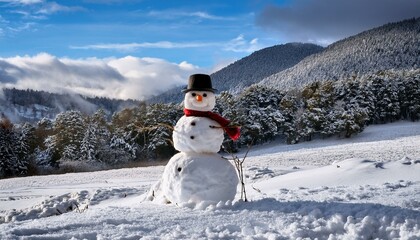 Obraz premium snowman in winter setting