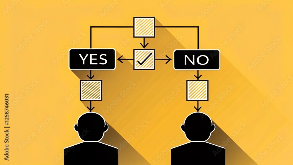 Poster decision-making flowchart business environment infographic digital space top-down view visualizing c