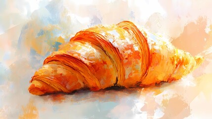 Colorful croissant art for bakery projects, ideal for food packaging, advertising, and food branding, in a graphic novel style