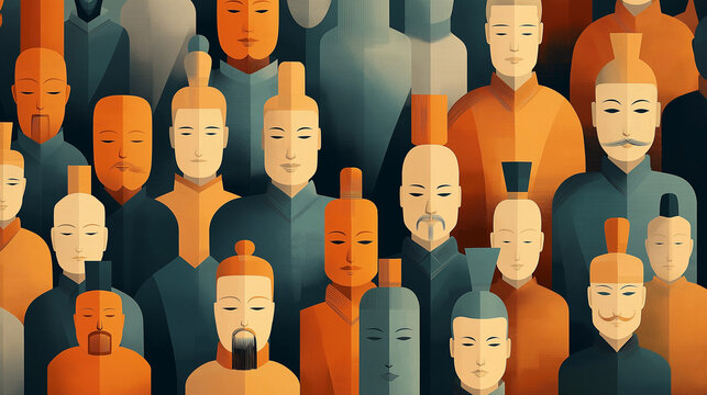Vector illustration of terracotta army in China