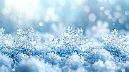 Winter Snowflakes on Snowy Ground